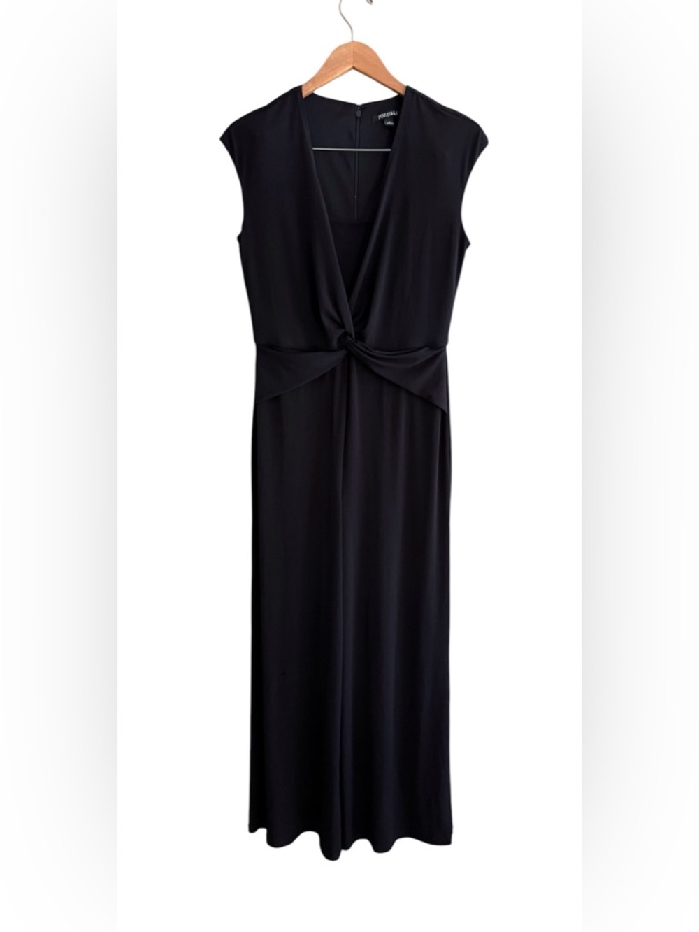 Roz & Ali Black Knot-Front Maxi Relaxed Fit Jumpsuit Romper
